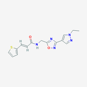 molecular formula C15H15N5O2S B2897517 (E)-N-((3-(1-乙基-1H-吡唑-4-基)-1,2,4-恶二唑-5-基)甲基)-3-(噻吩-2-基)丙烯酰胺 CAS No. 2034997-80-1