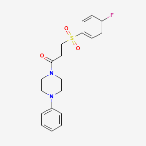 molecular formula C19H21FN2O3S B2897520 3-(4-Fluorophenyl)sulfonyl-1-(4-phenylpiperazin-1-yl)propan-1-one CAS No. 898427-29-7