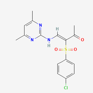 molecular formula C16H16ClN3O3S B2897527 (Z)-3-(4-氯苯基)磺酰基-4-[(4,6-二甲基嘧啶-2-基)氨基]丁-3-烯-2-酮 CAS No. 882259-68-9