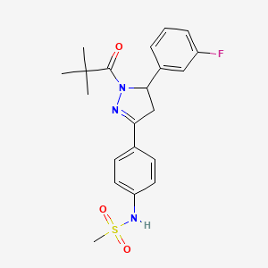 molecular formula C21H24FN3O3S B2897530 N-(4-(5-(3-氟苯基)-1-叔丁酰基-4,5-二氢-1H-吡唑-3-基)苯基)甲磺酰胺 CAS No. 851718-06-4