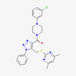 (4-(3-chlorophenyl)piperazin-1-yl)(5-(((4,6-dimethylpyrimidin-2-yl)thio)methyl)-1-phenyl-1H-1,2,3-triazol-4-yl)methanone