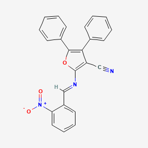 molecular formula C24H15N3O3 B2897545 2-[(E)-[(2-nitrophenyl)methylidene]amino]-4,5-diphenylfuran-3-carbonitrile CAS No. 454199-52-1