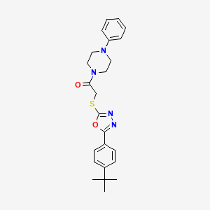 molecular formula C24H28N4O2S B2897555 2-((5-(4-(Tert-butyl)phenyl)-1,3,4-oxadiazol-2-yl)thio)-1-(4-phenylpiperazin-1-yl)ethanone CAS No. 850937-64-3