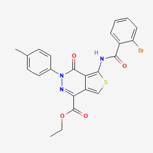 molecular formula C23H18BrN3O4S B2897557 Ethyl 5-[(2-bromobenzoyl)amino]-3-(4-methylphenyl)-4-oxothieno[3,4-d]pyridazine-1-carboxylate CAS No. 851948-29-3