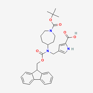 molecular formula C32H37N3O6 B2897558 4-[[9H-Fluoren-9-ylmethoxycarbonyl-[1-[(2-methylpropan-2-yl)oxycarbonyl]azepan-4-yl]amino]methyl]-1H-pyrrole-2-carboxylic acid CAS No. 2138232-31-0