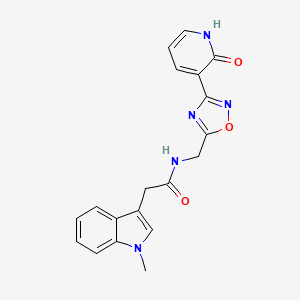 molecular formula C19H17N5O3 B2897561 2-(1-甲基-1H-吲哚-3-基)-N-((3-(2-氧代-1,2-二氢吡啶-3-基)-1,2,4-恶二唑-5-基)甲基)乙酰胺 CAS No. 2034369-05-4