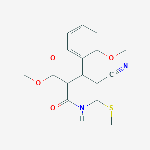 molecular formula C16H16N2O4S B2897567 methyl 5-cyano-4-(2-methoxyphenyl)-6-methylsulfanyl-2-oxo-3,4-dihydro-1H-pyridine-3-carboxylate CAS No. 374922-15-3
