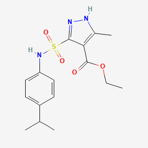 molecular formula C16H21N3O4S B2897572 ethyl 5-(N-(4-isopropylphenyl)sulfamoyl)-3-methyl-1H-pyrazole-4-carboxylate CAS No. 1298036-29-9