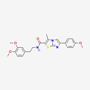 molecular formula C24H25N3O4S B2897574 N-[2-(3,4-二甲氧基苯基)乙基]-6-(4-甲氧基苯基)-3-甲基咪唑并[2,1-b][1,3]噻唑-2-甲酰胺 CAS No. 852134-86-2