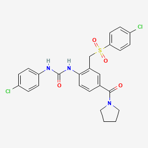 molecular formula C25H23Cl2N3O4S B2897584 N-(4-氯苯基)-N'-[2-{[(4-氯苯基)磺酰基]甲基}-4-(1-吡咯烷基羰基)苯基]脲 CAS No. 339101-82-5