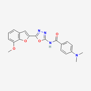 molecular formula C20H18N4O4 B2897593 4-(二甲氨基)-N-(5-(7-甲氧基苯并呋喃-2-基)-1,3,4-恶二唑-2-基)苯甲酰胺 CAS No. 922070-35-7