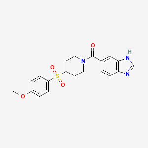 molecular formula C20H21N3O4S B2897595 (1H-苯并[d]咪唑-5-基)(4-((4-甲氧基苯基)磺酰基)哌啶-1-基)甲苯酮 CAS No. 1704633-48-6