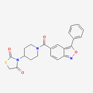 molecular formula C22H19N3O4S B2897600 3-(1-(3-Phenylbenzo[c]isoxazole-5-carbonyl)piperidin-4-yl)thiazolidine-2,4-dione CAS No. 1795301-81-3
