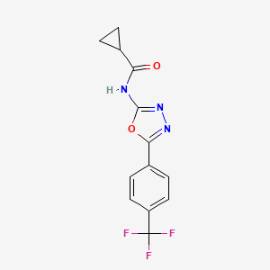 molecular formula C13H10F3N3O2 B2897607 N-(5-(4-(trifluoromethyl)phenyl)-1,3,4-oxadiazol-2-yl)cyclopropanecarboxamide CAS No. 1172551-88-0