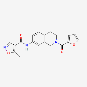 molecular formula C19H17N3O4 B2897610 N-(2-(furan-2-carbonyl)-1,2,3,4-tetrahydroisoquinolin-7-yl)-5-methylisoxazole-4-carboxamide CAS No. 1428349-20-5