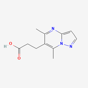 molecular formula C11H13N3O2 B2897621 3-{5,7-Dimethylpyrazolo[1,5-a]pyrimidin-6-yl}propanoic acid CAS No. 832135-73-6