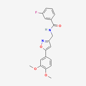 molecular formula C19H17FN2O4 B2897714 N-((5-(3,4-dimethoxyphenyl)isoxazol-3-yl)methyl)-3-fluorobenzamide CAS No. 953015-93-5
