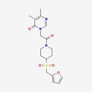 molecular formula C18H23N3O5S B2897732 3-(2-(4-((呋喃-2-基甲基)磺酰基)哌啶-1-基)-2-氧代乙基)-5,6-二甲基嘧啶-4(3H)-酮 CAS No. 1448073-03-7