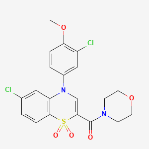 molecular formula C20H18Cl2N2O5S B2897749 (6-chloro-4-(3-chloro-4-methoxyphenyl)-1,1-dioxido-4H-benzo[b][1,4]thiazin-2-yl)(morpholino)methanone CAS No. 1251693-33-0