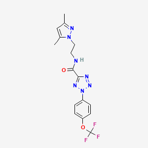 molecular formula C16H16F3N7O2 B2897750 N-(2-(3,5-dimethyl-1H-pyrazol-1-yl)ethyl)-2-(4-(trifluoromethoxy)phenyl)-2H-tetrazole-5-carboxamide CAS No. 1396791-74-4