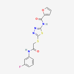 molecular formula C15H11FN4O3S2 B2897769 N-[5-[2-(3-fluoroanilino)-2-oxoethyl]sulfanyl-1,3,4-thiadiazol-2-yl]furan-2-carboxamide CAS No. 893350-40-8