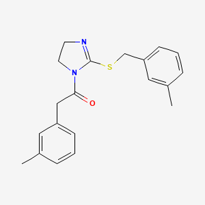 molecular formula C20H22N2OS B2897794 2-(3-Methylphenyl)-1-[2-[(3-methylphenyl)methylsulfanyl]-4,5-dihydroimidazol-1-yl]ethanone CAS No. 851803-69-5
