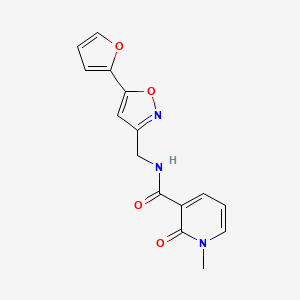 molecular formula C15H13N3O4 B2897796 N-((5-(furan-2-yl)isoxazol-3-yl)methyl)-1-methyl-2-oxo-1,2-dihydropyridine-3-carboxamide CAS No. 1207060-14-7