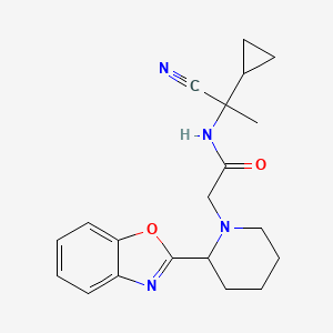 molecular formula C20H24N4O2 B2897797 2-[2-(1,3-Benzoxazol-2-yl)piperidin-1-yl]-N-(1-cyano-1-cyclopropylethyl)acetamide CAS No. 1953878-76-6