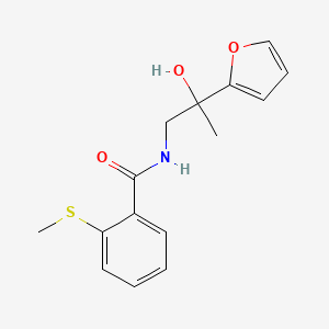 molecular formula C15H17NO3S B2897805 N-(2-(furan-2-yl)-2-hydroxypropyl)-2-(methylthio)benzamide CAS No. 1396806-14-6