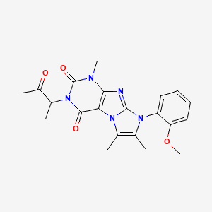 molecular formula C21H23N5O4 B2897816 6-(2-甲氧基苯基)-4,7,8-三甲基-2-(3-氧代丁-2-基)嘌呤[7,8-a]咪唑-1,3-二酮 CAS No. 876670-47-2