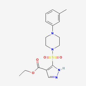 molecular formula C17H22N4O4S B2897818 3-{[4-(3-甲基苯基)哌嗪-1-基]磺酰基}-1H-吡唑-4-羧酸乙酯 CAS No. 1260947-96-3