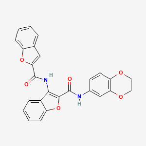 molecular formula C26H18N2O6 B2897820 3-(苯并呋喃-2-甲酰胺)-N-(2,3-二氢苯并[b][1,4]二氧杂环-6-基)苯并呋喃-2-甲酰胺 CAS No. 888468-88-0