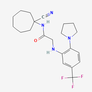 molecular formula C21H27F3N4O B2897826 N-(1-氰基环庚基)-2-[2-吡咯烷-1-基-5-(三氟甲基)苯胺]乙酰胺 CAS No. 1090854-13-9