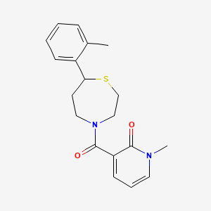molecular formula C19H22N2O2S B2897829 1-甲基-3-(7-(邻甲苯基)-1,4-噻杂戊烷-4-羰基)吡啶-2(1H)-酮 CAS No. 1787882-52-3