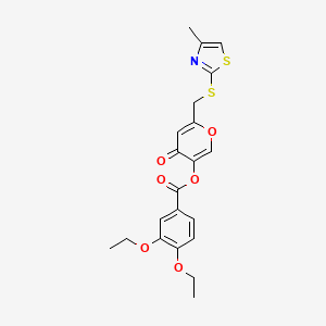 molecular formula C21H21NO6S2 B2897831 6-(((4-甲基噻唑-2-基)硫代)甲基)-4-氧代-4H-吡喃-3-基 3,4-二乙氧基苯甲酸酯 CAS No. 896303-31-4