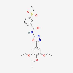 molecular formula C23H27N3O7S B2897835 3-(乙基磺酰基)-N-(5-(3,4,5-三乙氧基苯基)-1,3,4-恶二唑-2-基)苯甲酰胺 CAS No. 886918-15-6
