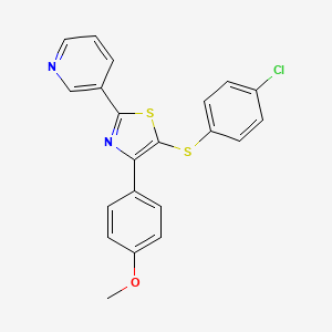 molecular formula C21H15ClN2OS2 B2897836 3-[5-[(4-氯苯基)硫代]-4-(4-甲氧基苯基)-1,3-噻唑-2-基]吡啶 CAS No. 685107-02-2