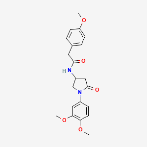 molecular formula C21H24N2O5 B2897837 N-(1-(3,4-二甲氧基苯基)-5-氧代吡咯烷-3-基)-2-(4-甲氧基苯基)乙酰胺 CAS No. 900997-30-0