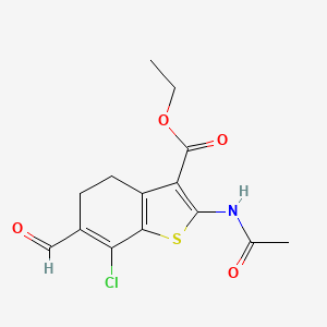 molecular formula C14H14ClNO4S B2897843 2-(乙酰氨基)-7-氯-6-甲酰基-4,5-二氢-1-苯并噻吩-3-甲酸乙酯 CAS No. 137987-66-7