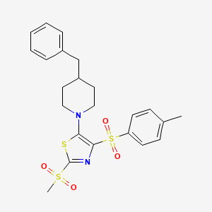 molecular formula C23H26N2O4S3 B2897886 5-(4-苄基哌啶-1-基)-2-(甲磺酰基)-4-甲苯磺酰基噻唑 CAS No. 896678-05-0