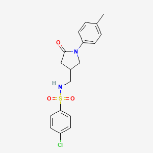 B2897898 4-chloro-N-((5-oxo-1-(p-tolyl)pyrrolidin-3-yl)methyl)benzenesulfonamide CAS No. 954634-22-1