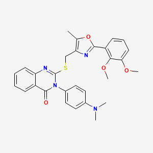 molecular formula C29H28N4O4S B2897913 2-(((2-(2,3-二甲氧基苯基)-5-甲基恶唑-4-基)甲基)硫代)-3-(4-(二甲氨基)苯基)喹唑啉-4(3H)-酮 CAS No. 1114649-99-8