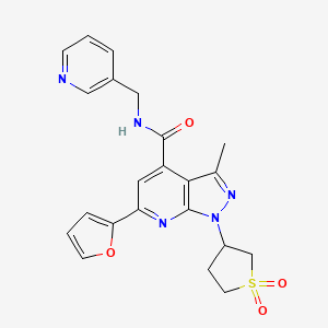 molecular formula C22H21N5O4S B2897915 1-(1,1-二氧化四氢噻吩-3-基)-6-(呋喃-2-基)-3-甲基-N-(吡啶-3-基甲基)-1H-吡唑并[3,4-b]吡啶-4-甲酰胺 CAS No. 1021215-64-4