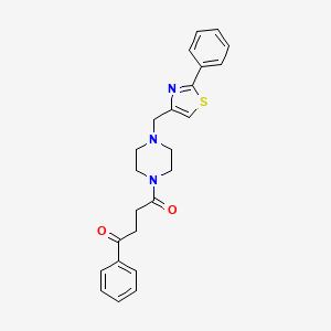 molecular formula C24H25N3O2S B2897917 1-苯基-4-(4-((2-苯基噻唑-4-基)甲基)哌嗪-1-基)丁烷-1,4-二酮 CAS No. 1170590-52-9