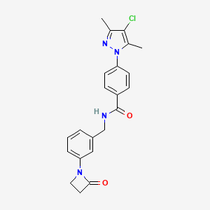 molecular formula C22H21ClN4O2 B2897918 4-(4-chloro-3,5-dimethyl-1H-pyrazol-1-yl)-N-{[3-(2-oxoazetidin-1-yl)phenyl]methyl}benzamide CAS No. 1808782-38-8