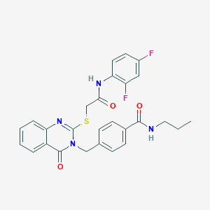 4-((2-((2-((2,4-difluorophenyl)amino)-2-oxoethyl)thio)-4-oxoquinazolin-3(4H)-yl)methyl)-N-propylbenzamide