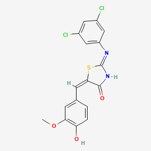 molecular formula C17H12Cl2N2O3S B2897940 (2Z,5E)-2-((3,5-dichlorophenyl)imino)-5-(4-hydroxy-3-methoxybenzylidene)thiazolidin-4-one CAS No. 18101-21-8