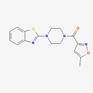 molecular formula C16H16N4O2S B2897949 (4-(Benzo[d]thiazol-2-yl)piperazin-1-yl)(5-methylisoxazol-3-yl)methanone CAS No. 941909-46-2