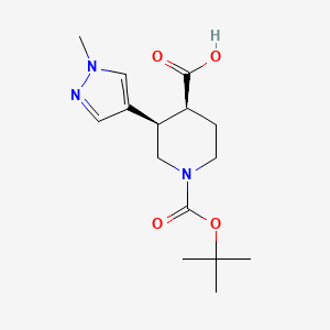 molecular formula C15H23N3O4 B2897950 (3R,4S)-1-[(2-Methylpropan-2-yl)oxycarbonyl]-3-(1-methylpyrazol-4-yl)piperidine-4-carboxylic acid CAS No. 2031242-11-0