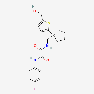 molecular formula C20H23FN2O3S B2897969 N1-(4-氟苯基)-N2-((1-(5-(1-羟乙基)噻吩-2-基)环戊基)甲基)草酰胺 CAS No. 2034256-19-2